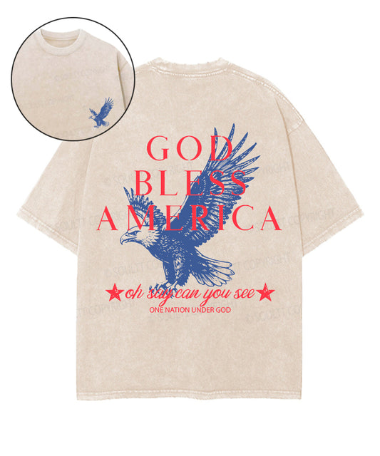 God Bless America Double Sided Unisex Washed Christian T-shirt