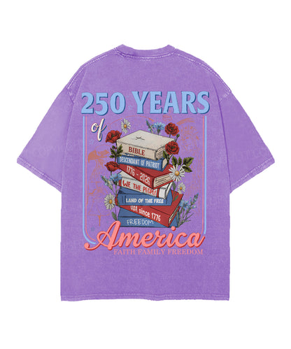 250 Years Of America Double Sided Unisex Christian Washed T-Shirt & Shorts