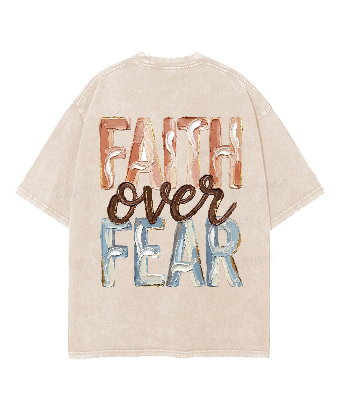 Faith Over Fear Double Sided Unisex Washed Christian T-shirt