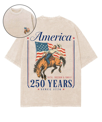 250 Years America Anniversary Double Sided Unisex Washed Christian T-shirt