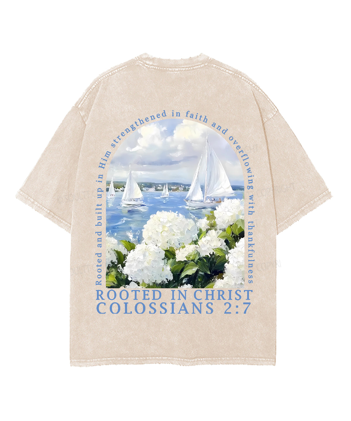 Rooted In Christ Double Sided Unisex Washed Christian T-shirt