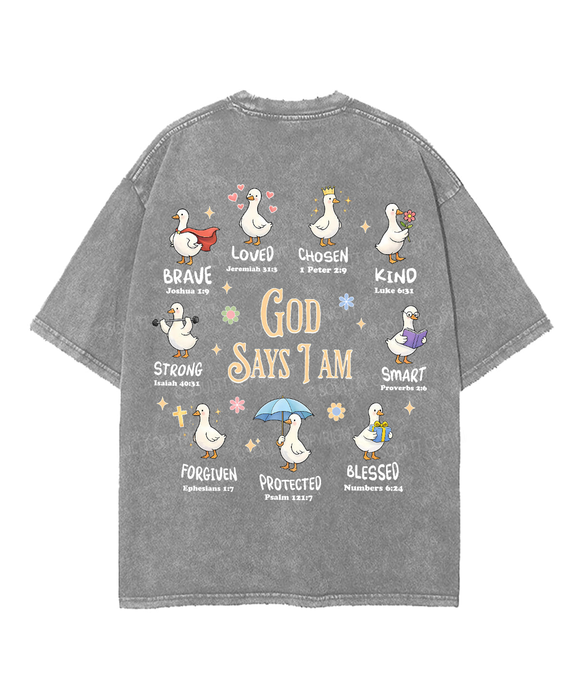 God Says I Am Double Sided Unisex Washed Christian T-shirt