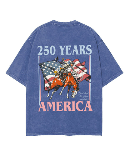 250 Years America Anniversary Double Sided Unisex Washed Christian T-shirt