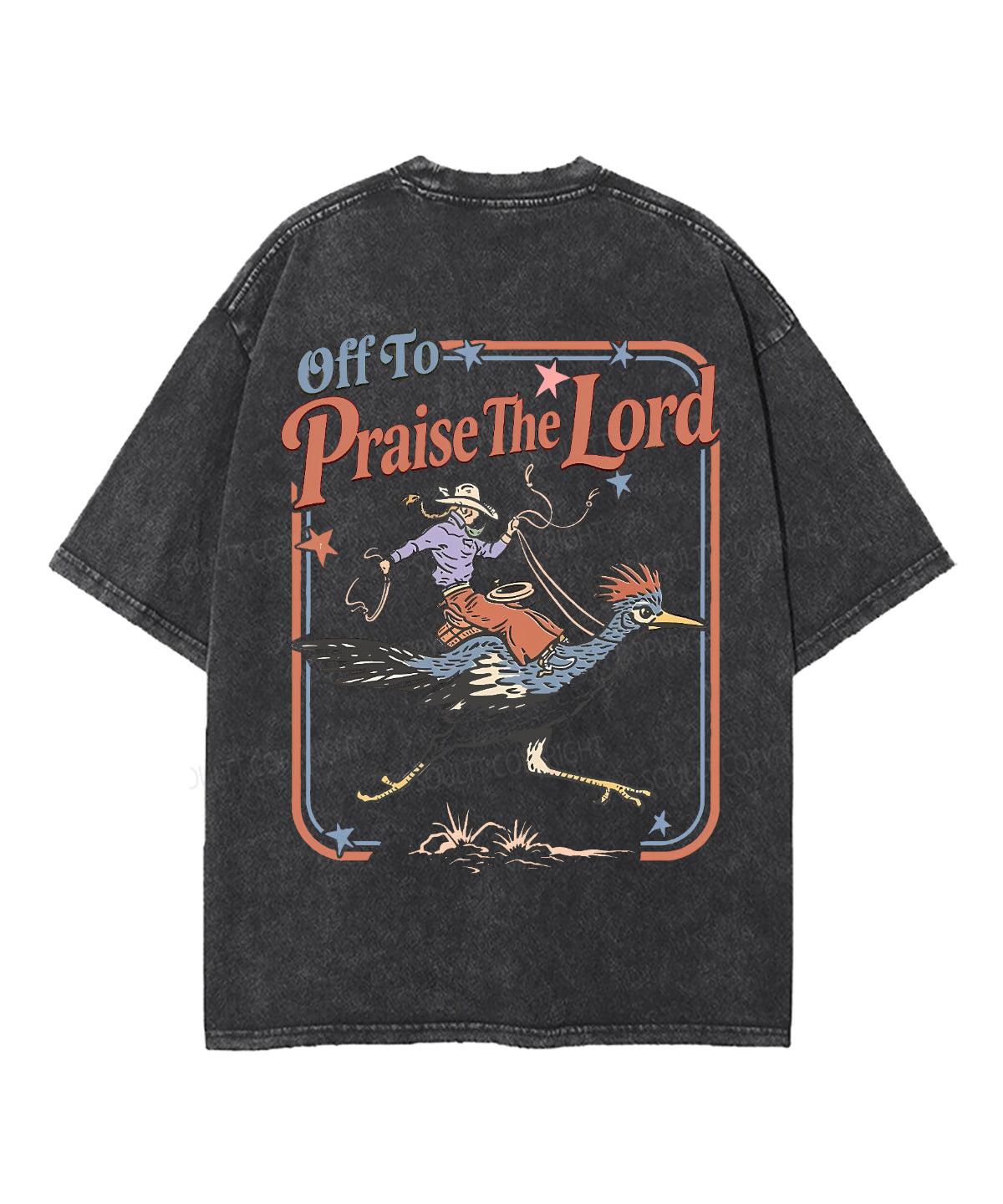 Off To Praise The Lord Double Sided Unisex Washed Christian T-shirt