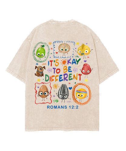It's Ok To Be Different Double Sided Unisex Washed Christian T-shirt