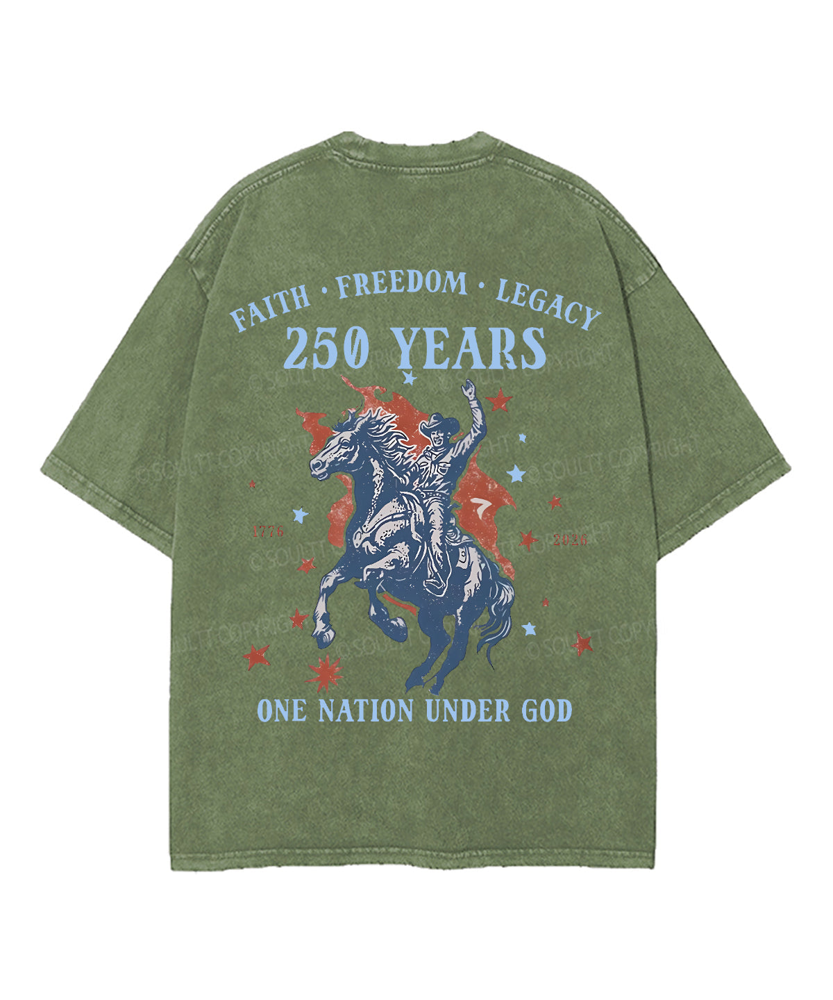 250 Years America Anniversary Double Sided Unisex Washed Christian T-shirt