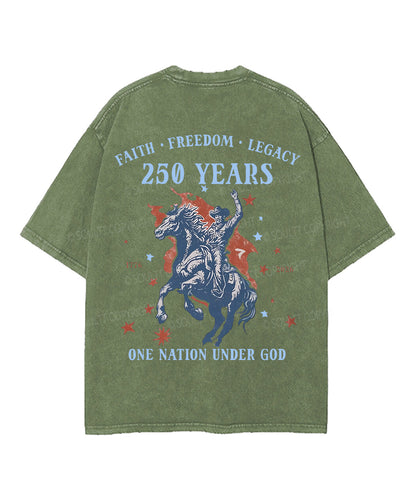250 Years America Anniversary Double Sided Unisex Washed Christian T-shirt