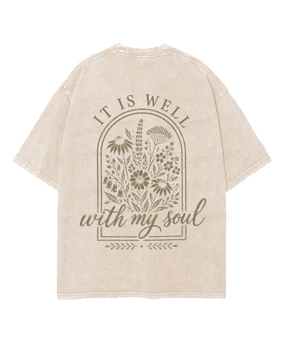 It Is Well With My Soul Double Sided Unisex Washed Christian T-shirt