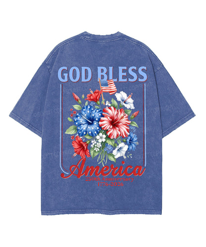 God Bless America Double Sided Unisex Washed Christian T-shirt