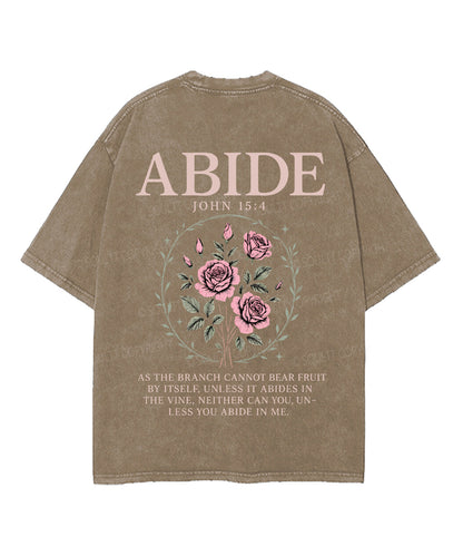 Abide Double Sided Unisex Washed Christian T-shirt