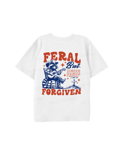 Kids Feral But Forgiven Double Sided Cotton Christian T-shirt