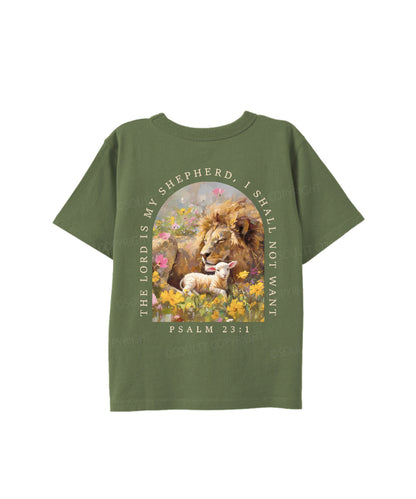 Kids The Lord Is My Shepherd Double Sided Cotton Christian T-shirt