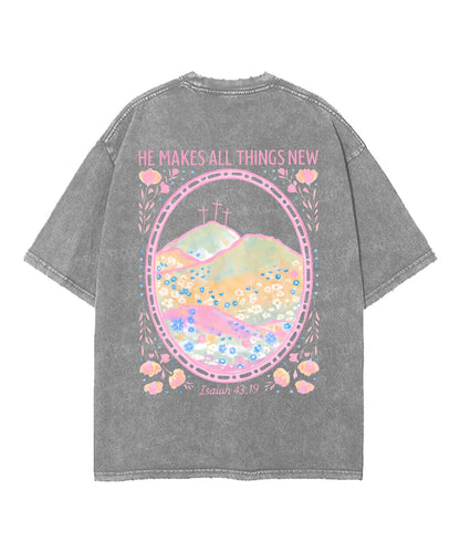 He Makes All Things New Double Sided Unisex Washed Christian T-shirt