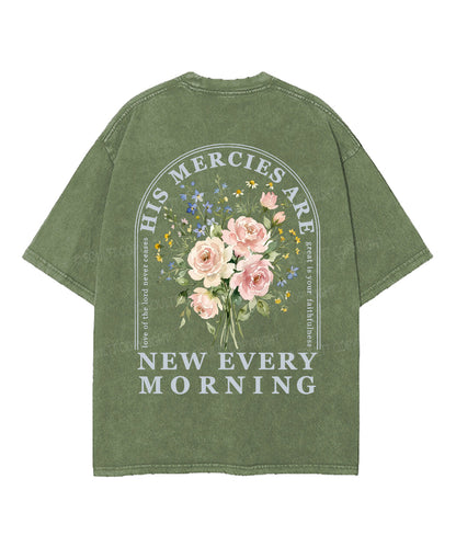 His Mercies Are New Every Morning Double Sided Unisex Washed Christian T-shirt