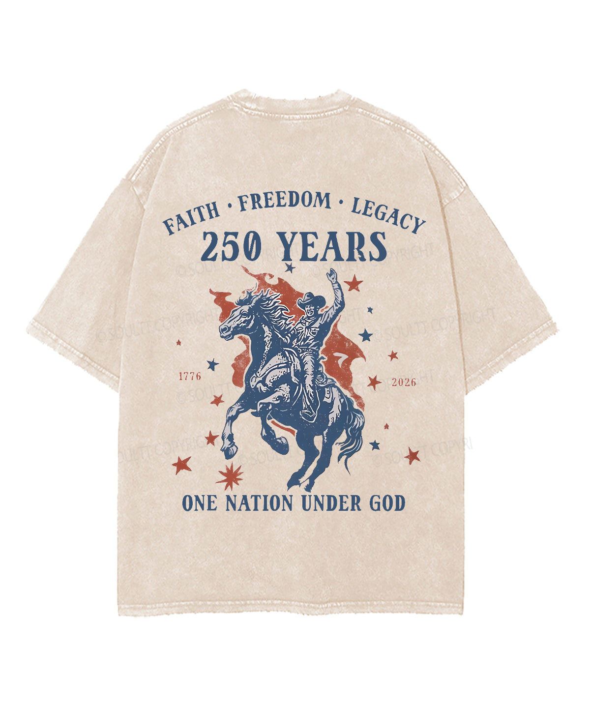 250 Years America Anniversary Double Sided Unisex Washed Christian T-shirt