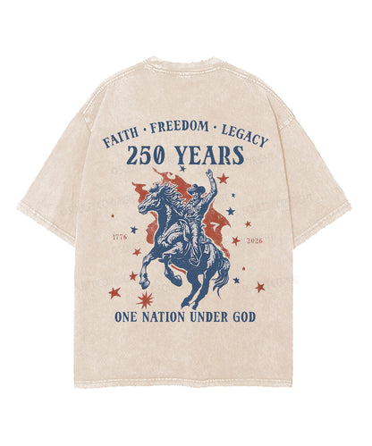250 Years America Anniversary Double Sided Unisex Washed Christian T-shirt