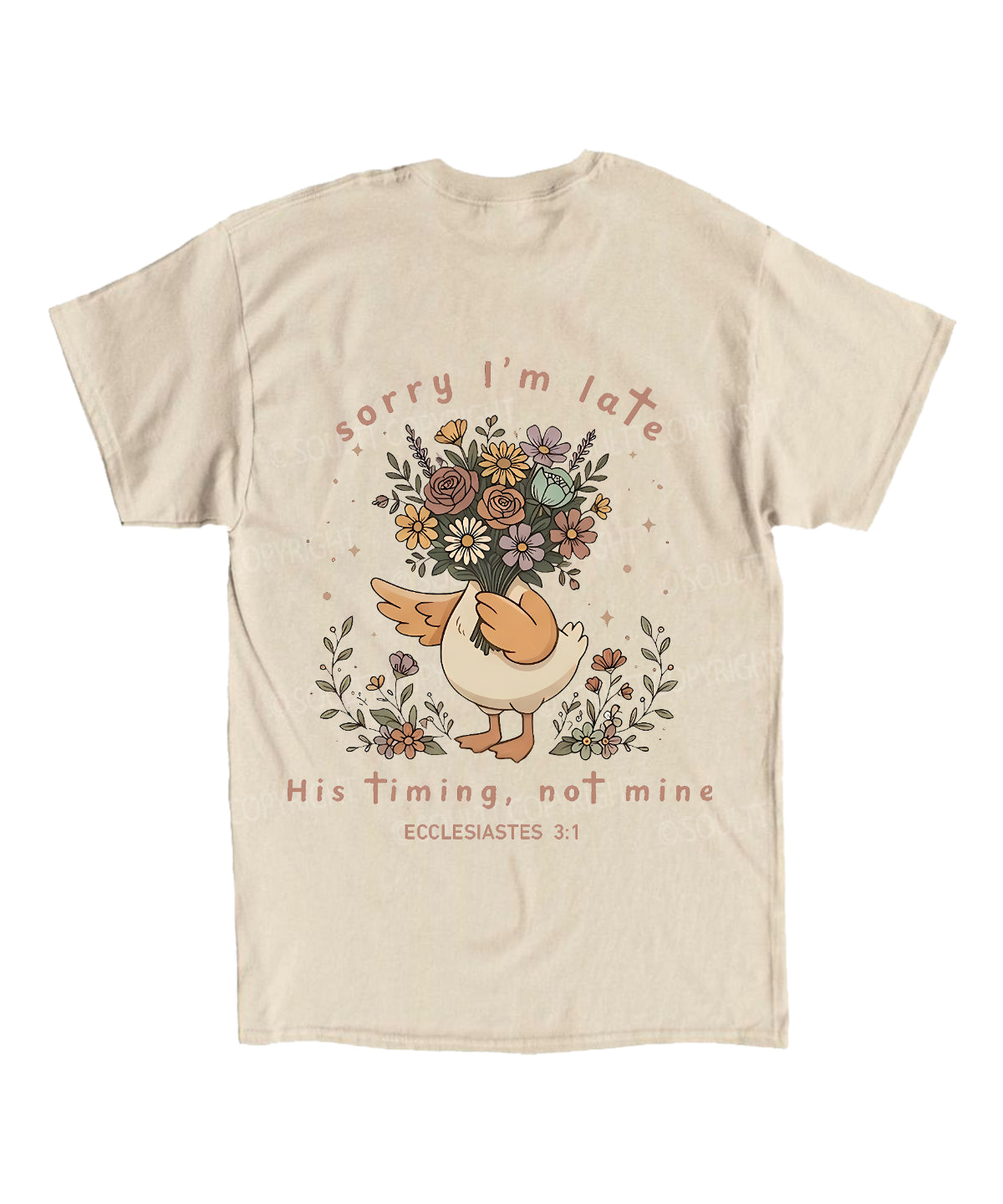 Sorry I’m Late, His Timing Not Mine Double Sided Unisex Cotton Christian T-Shirt