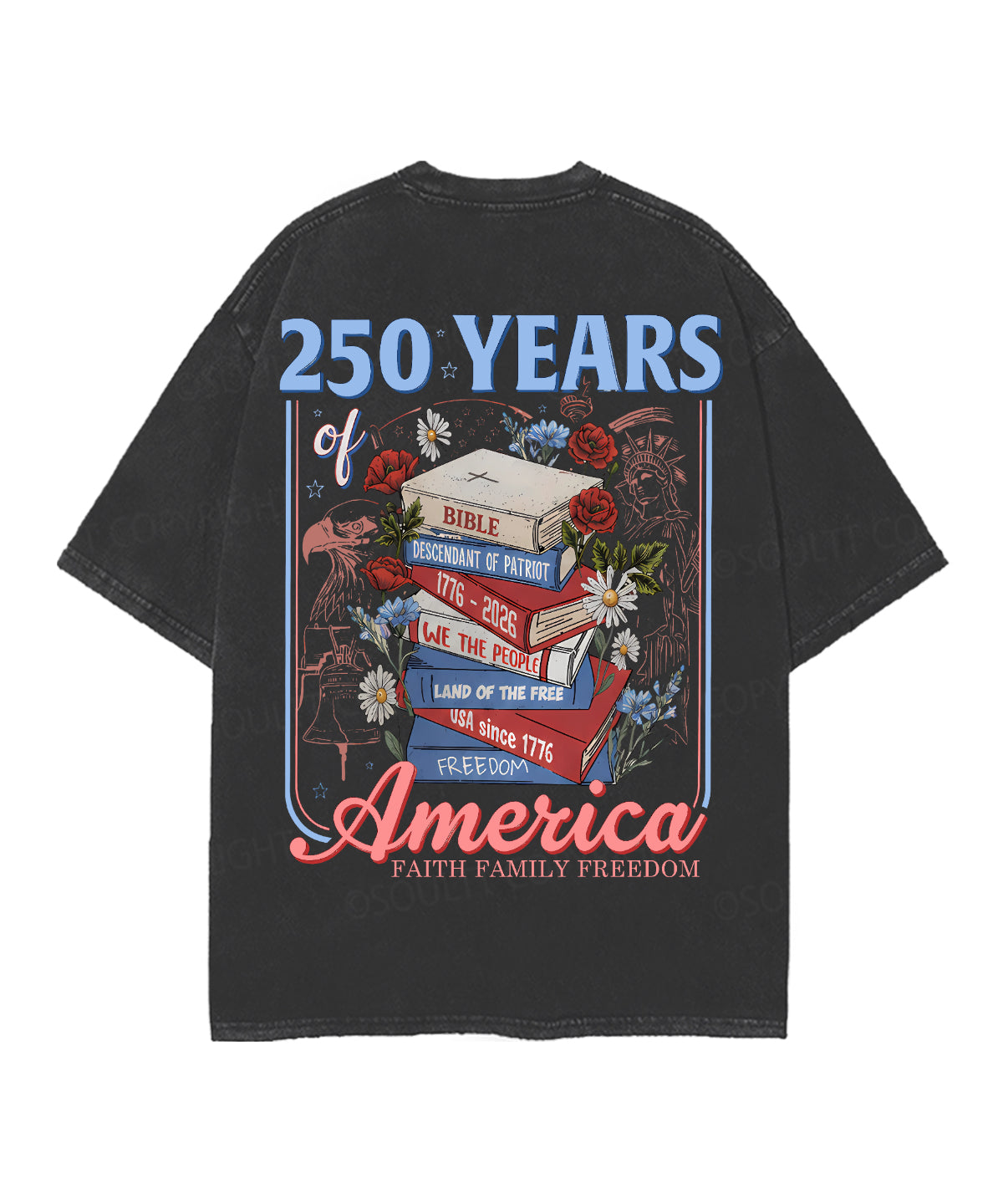 250 Years Of America Double Sided Unisex Christian Washed T-Shirt & Shorts