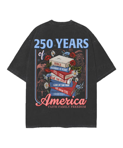 250 Years Of America Double Sided Unisex Christian Washed T-Shirt & Shorts