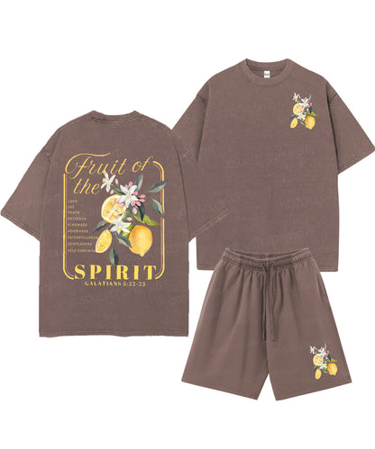 Fruit Of The Spirit Double Sided Unisex Christian Washed T-Shirt & Shorts