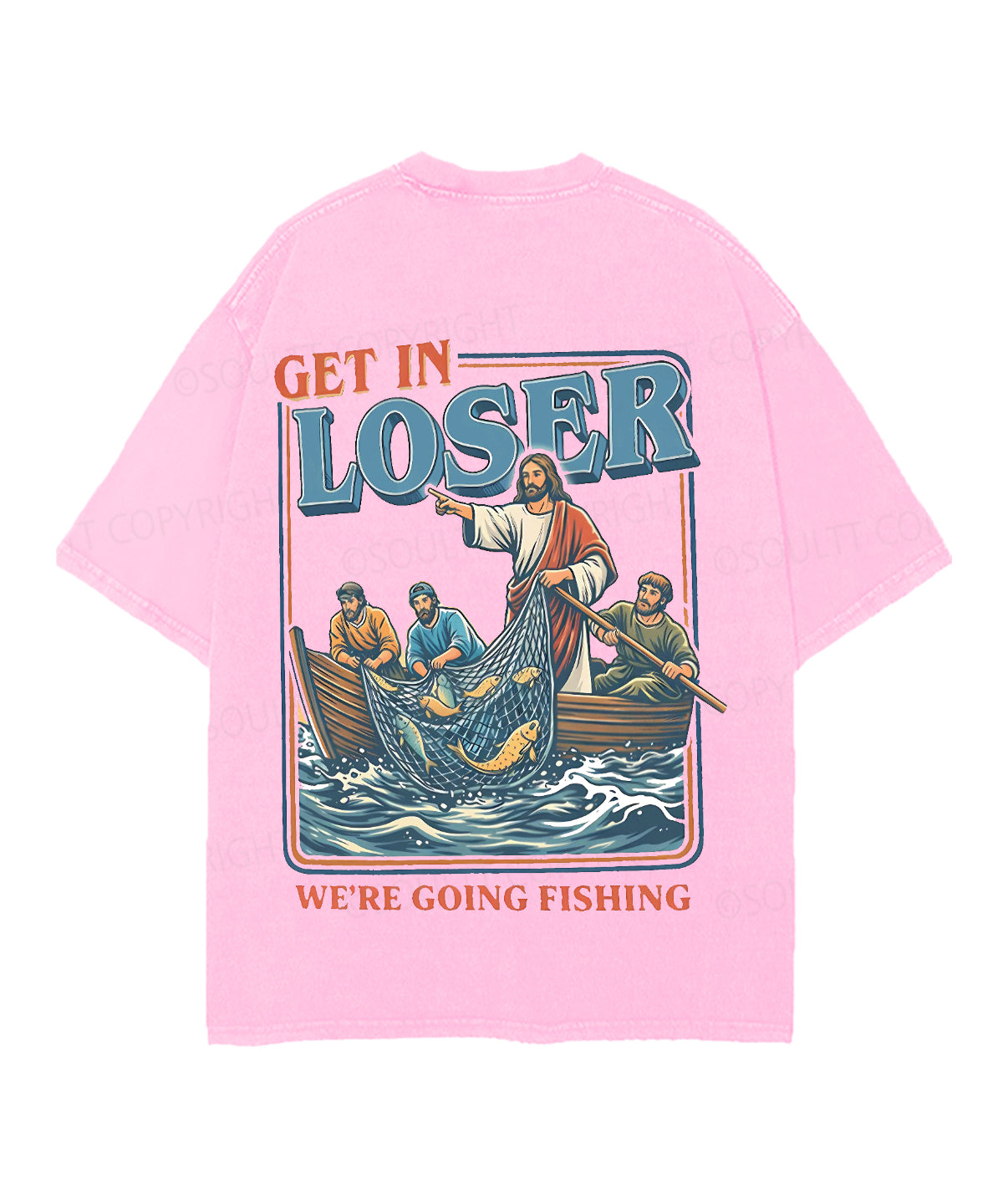 We're Going Fishing Double Sided Unisex Christian Washed T-Shirt & Shorts