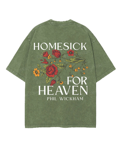 Homesick For Heaven Double Sided Unisex Washed Christian T-shirt