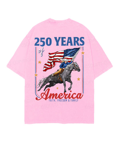 250 Years America Anniversary Double Sided Unisex Christian Washed T-Shirt & Shorts