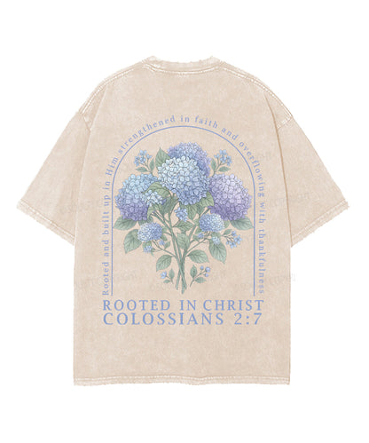 Rooted In Christ Double Sided Unisex Washed Christian T-shirt