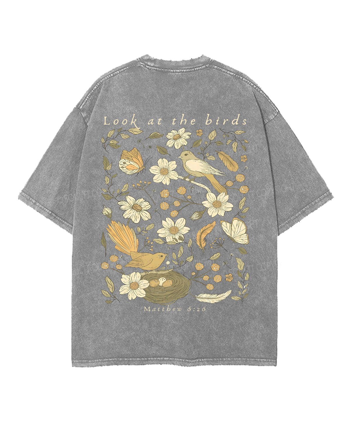 Look At The Birds Double Sided Unisex Washed Christian T-shirt