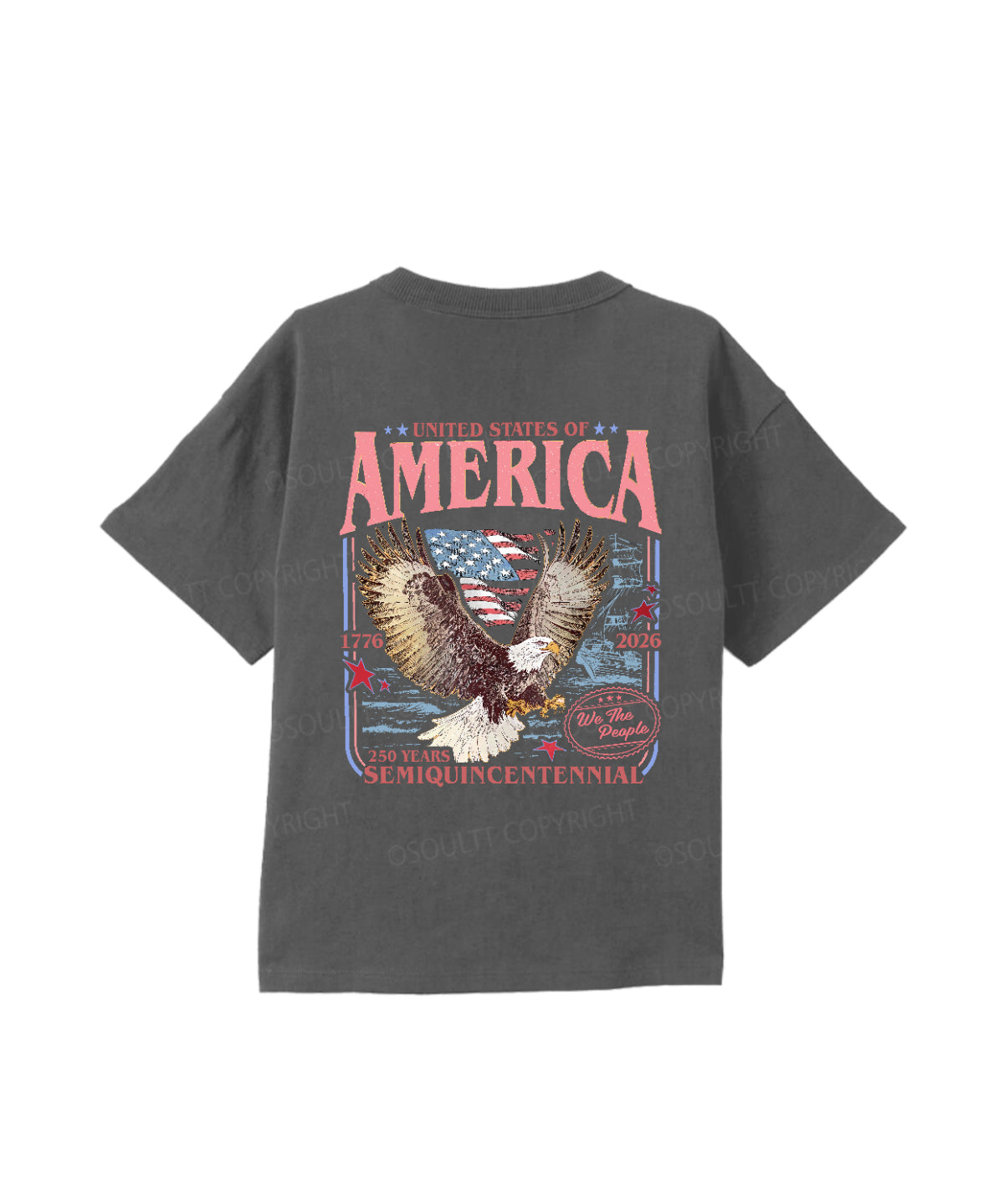 Kids 250 Years America Anniversary Double Sided Cotton Christian T-shirt