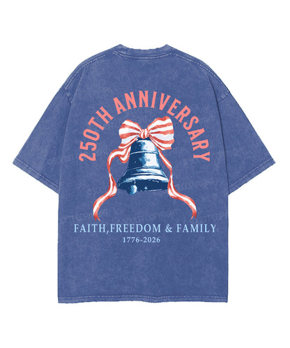 250 Years America Anniversary Double Sided Unisex Washed Christian T-shirt