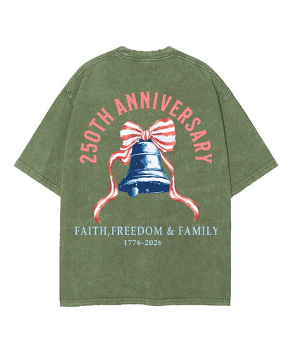 250 Years America Anniversary Double Sided Unisex Washed Christian T-shirt