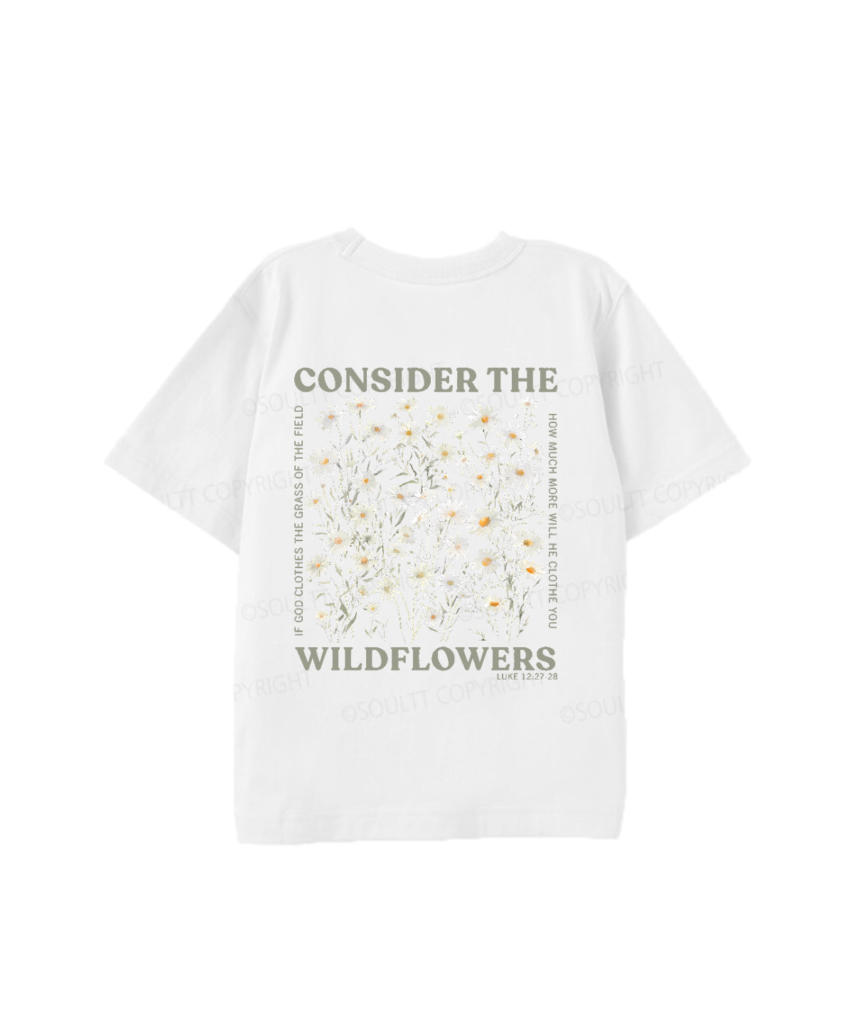 Kids Consider The Wildflowers Double Sided Cotton Christian T-shirt