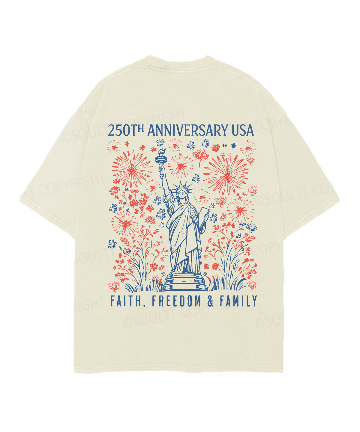 250 Years America Anniversary Double Sided Unisex Christian Washed T-Shirt & Shorts