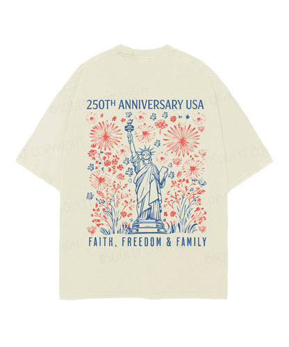 250 Years America Anniversary Double Sided Unisex Christian Washed T-Shirt & Shorts