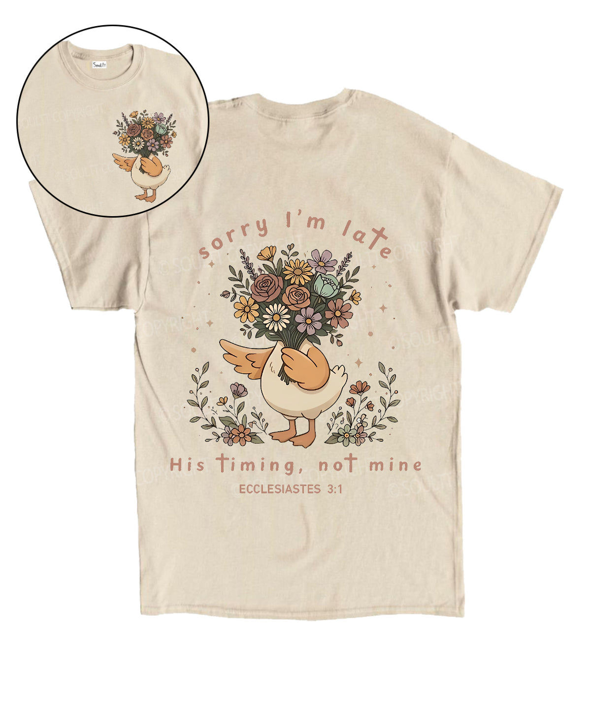 Sorry I’m Late, His Timing Not Mine Double Sided Unisex Cotton Christian T-Shirt
