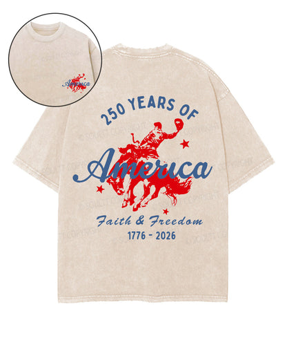 250 Years America Anniversary Double Sided Unisex Washed Christian T-shirt
