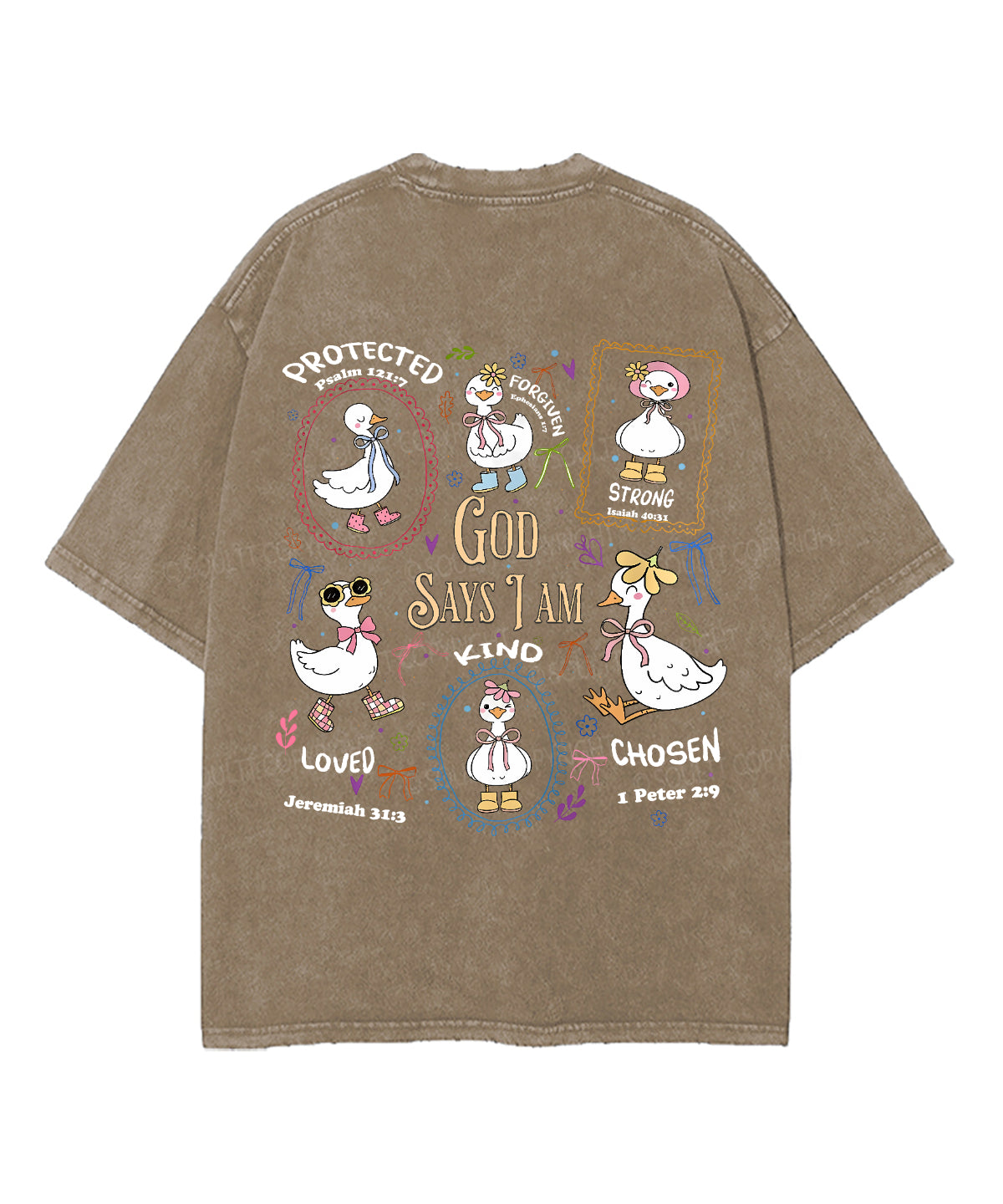 God Says I Am Double Sided Unisex Washed Christian T-shirt