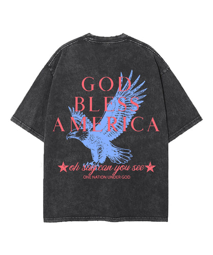 God Bless America Double Sided Unisex Washed Christian T-shirt
