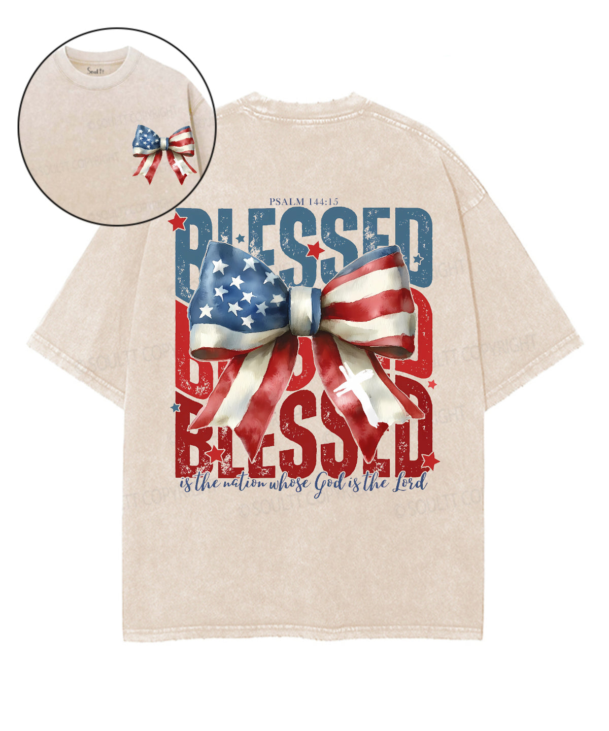 Blessed Is The Nation Whose God Is The Lord Unisex Washed Christian T-shirt