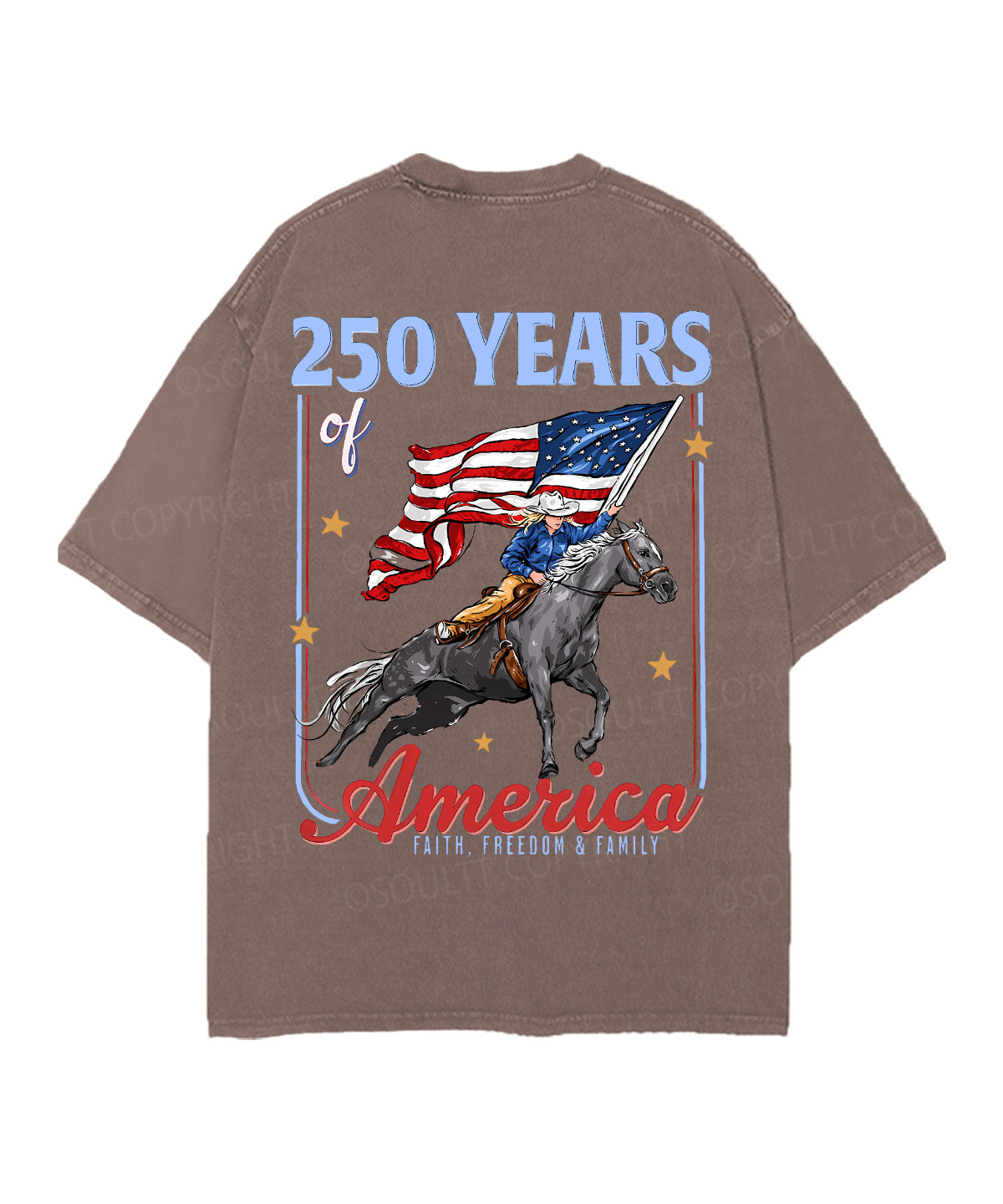 250 Years America Anniversary Double Sided Unisex Christian Washed T-Shirt & Shorts