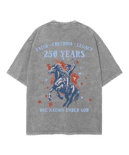 250 Years America Anniversary Double Sided Unisex Washed Christian T-shirt