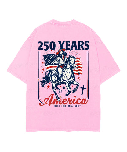 250 Years America Anniversary Double Sided Unisex Christian Washed T-Shirt & Shorts