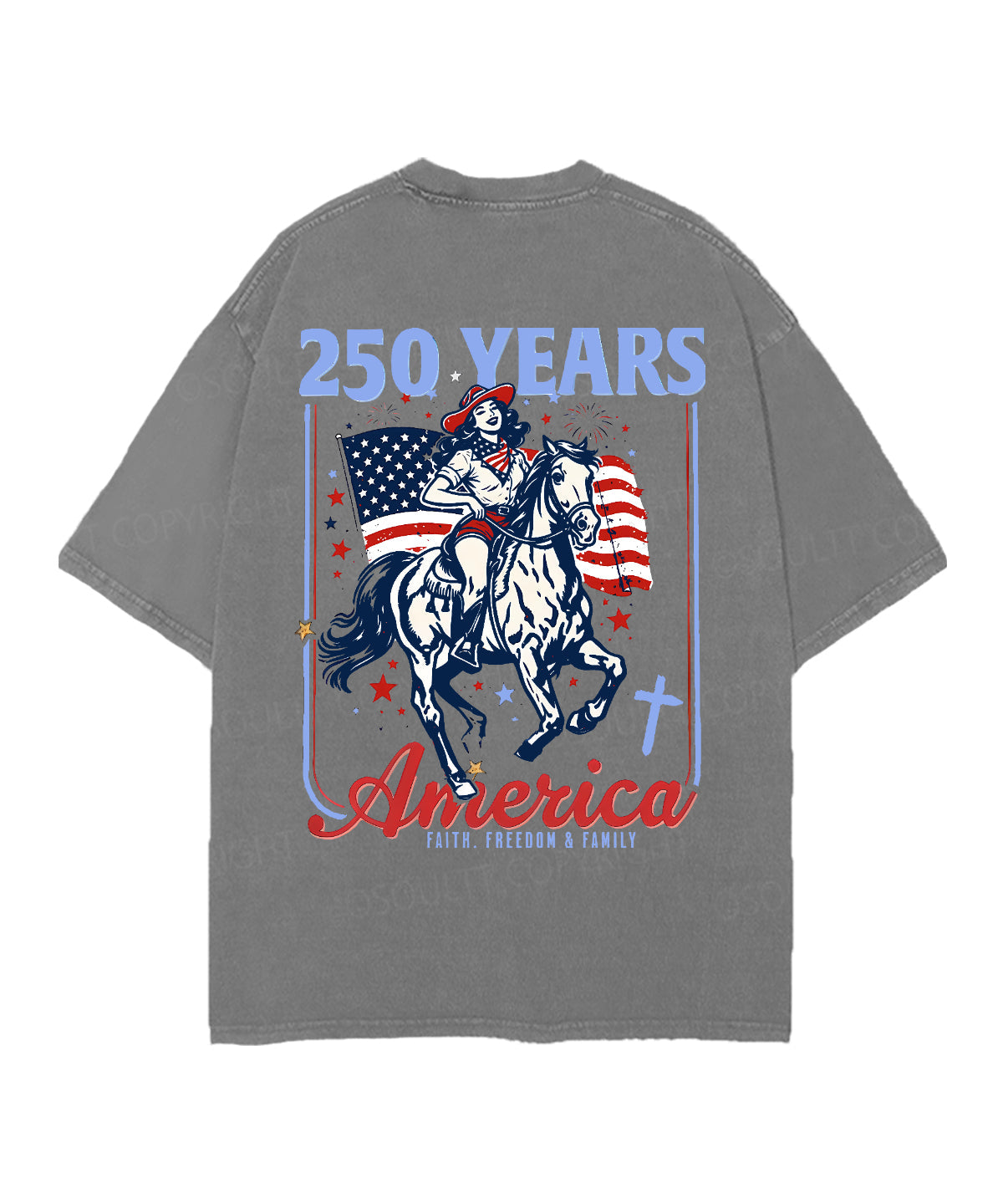 250 Years America Anniversary Double Sided Unisex Christian Washed T-Shirt & Shorts