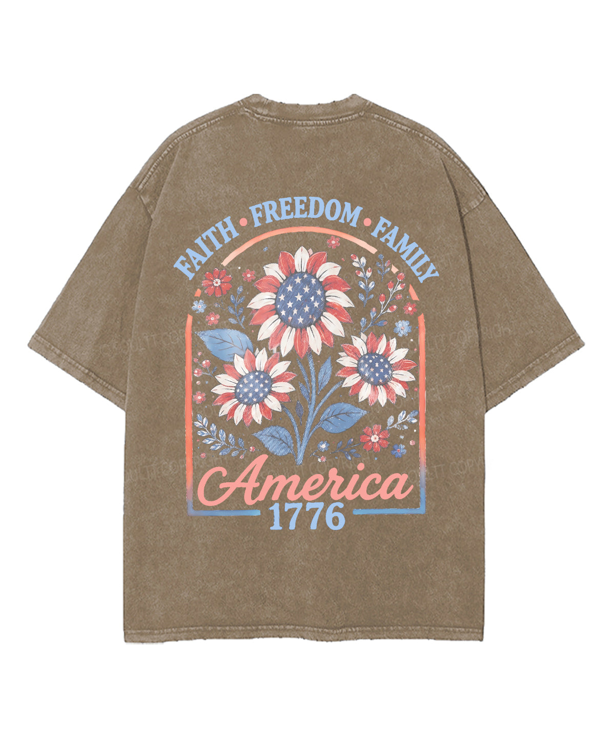 Faith • Freedom • Family Double Sided Unisex Washed Christian T-shirt