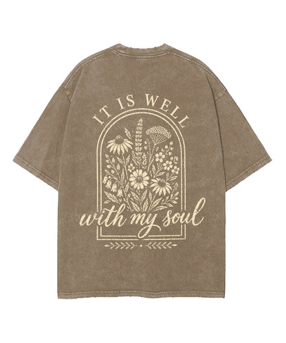 It Is Well With My Soul Double Sided Unisex Washed Christian T-shirt
