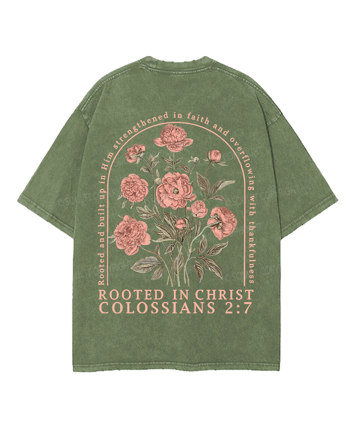 Rooted In Christ Double Sided Unisex Washed Christian T-shirt