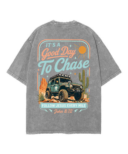 Follow Jesus Every Mile Double Sided Unisex Washed Christian T-shirt