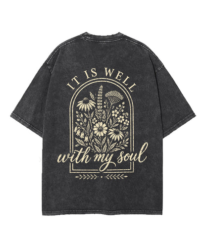 It Is Well With My Soul Double Sided Unisex Washed Christian T-shirt