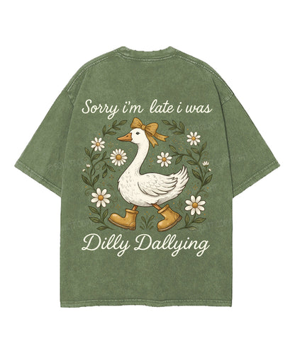 Sorry I’m Late, His Timing Not Mine Double Sided Unisex Washed Christian T-shirt